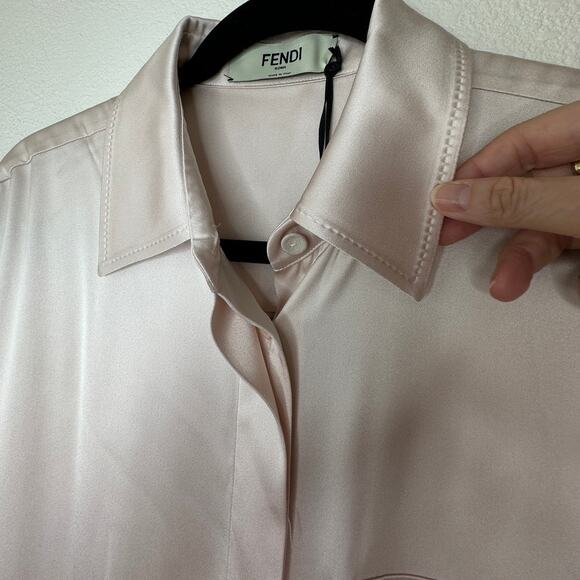 NWT Fendi The Abito Fluid Draped Daily Dress Top in Almond 100% Silk 40 / 8 - Picture 5 of 16